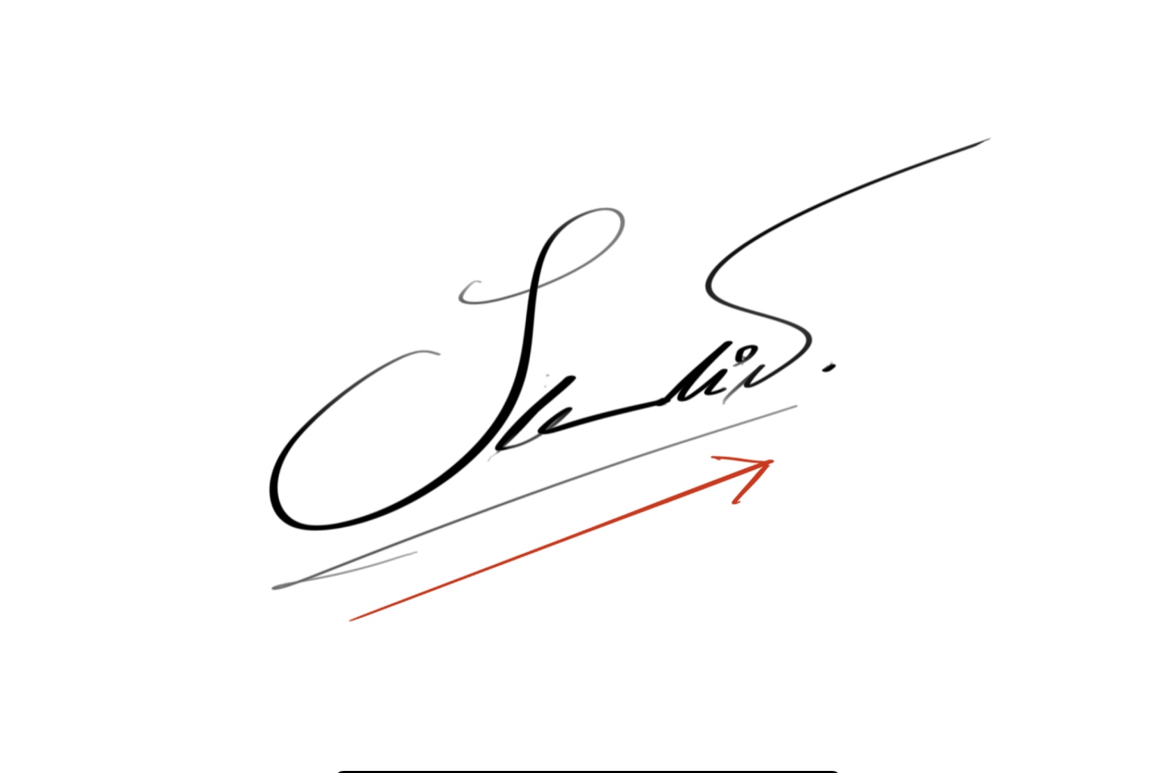 ลายเซ็นควรเอียงไปด้านหน้า